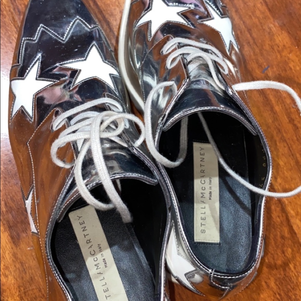 STELLA MCCARTNEY Elyse Silver With Stars Women Platform Shoe 37